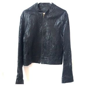 Duarte Jeans Leather Moto Jacket